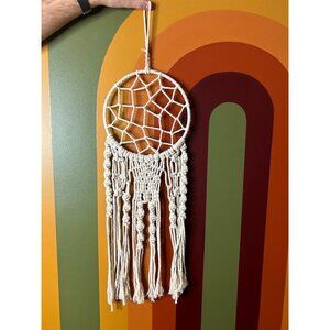 Macrame cottagecore pink dream catcher vintage decor wall hanging cute